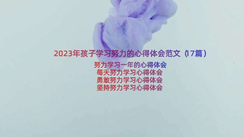 2023年孩子学习努力的心得体会范文（17篇）