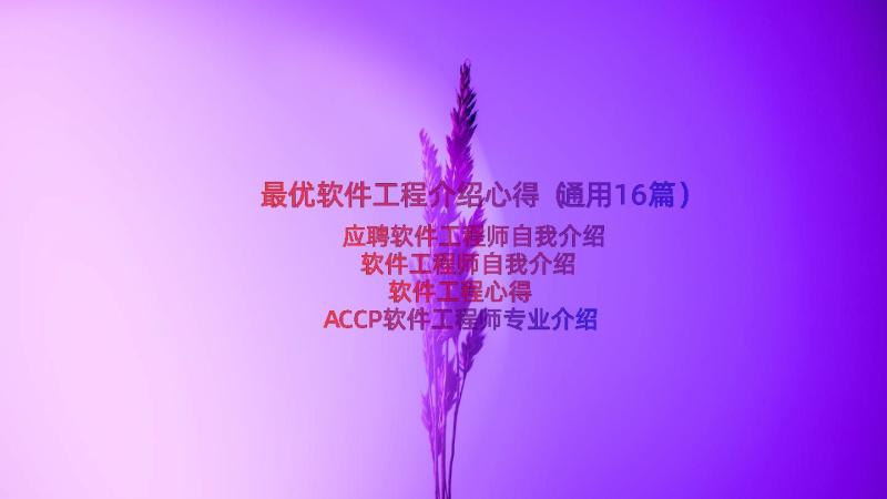 最优软件工程介绍心得（通用16篇）