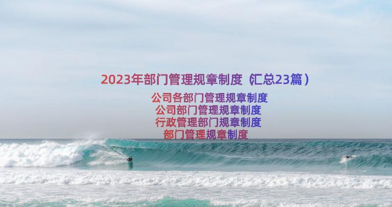 2023年部门管理规章制度（汇总23篇）