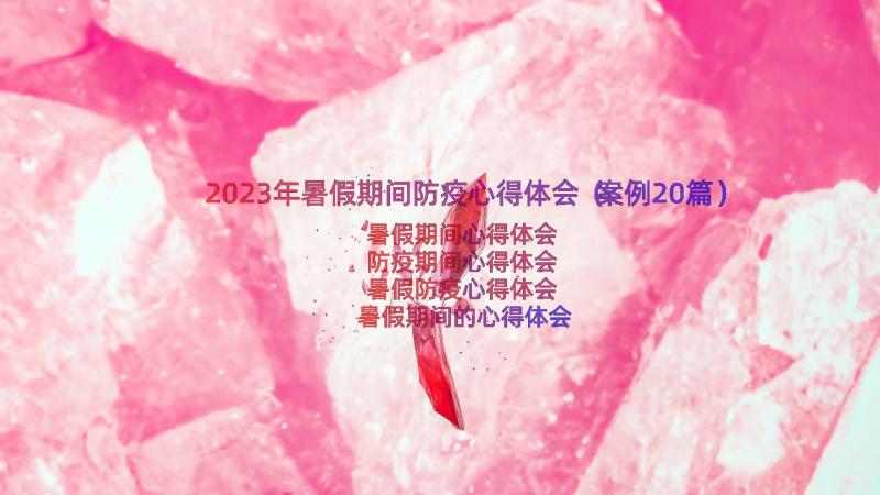 2023年暑假期间防疫心得体会（案例20篇）