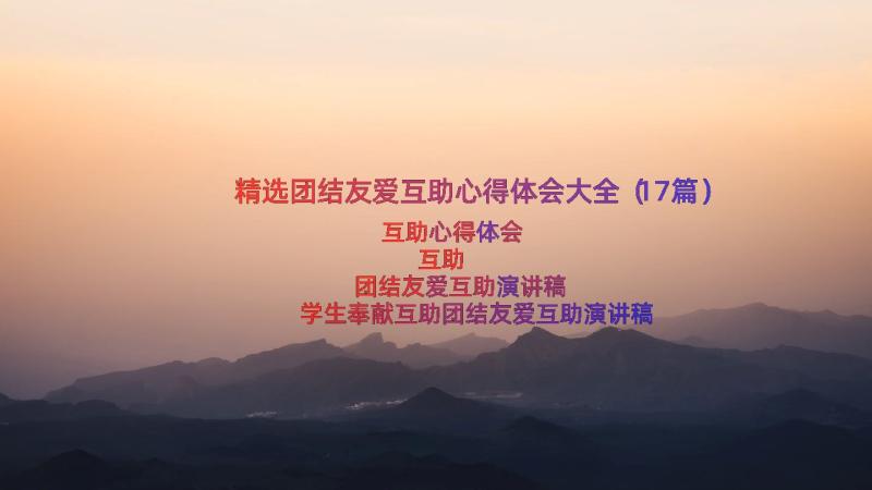 精选团结友爱互助心得体会大全（17篇）