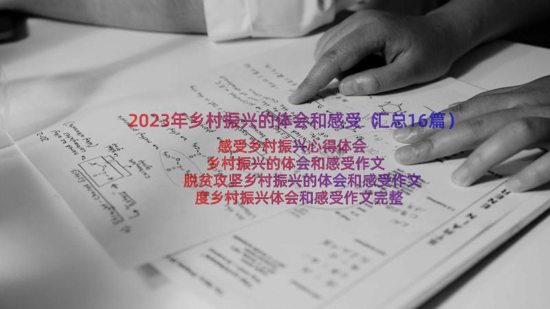 2023年乡村振兴的体会和感受（汇总16篇）