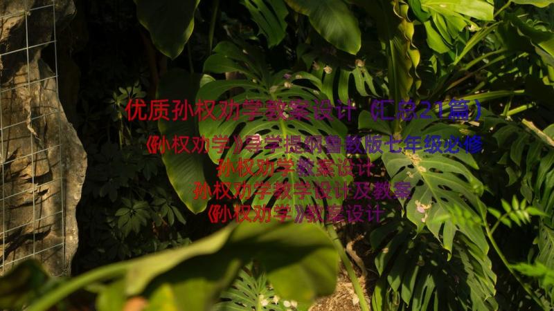 优质孙权劝学教案设计（汇总21篇）