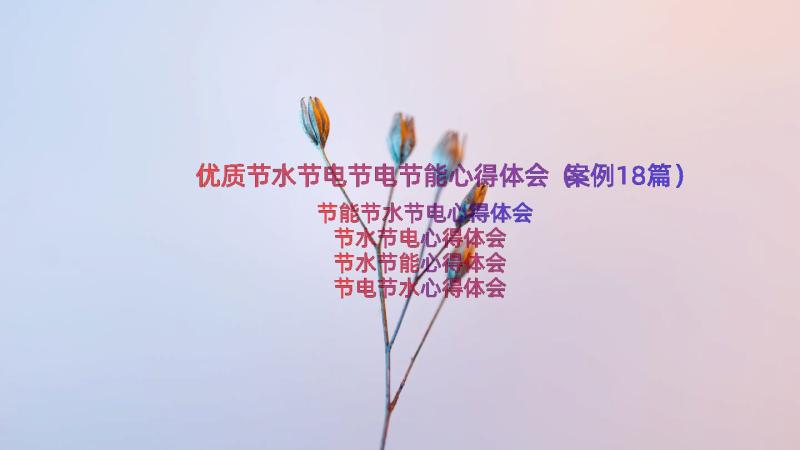 优质节水节电节电节能心得体会（案例18篇）