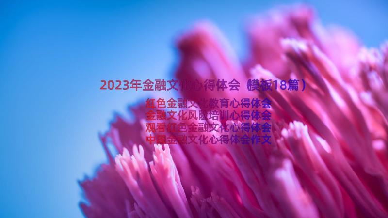 2023年金融文化心得体会（模板18篇）