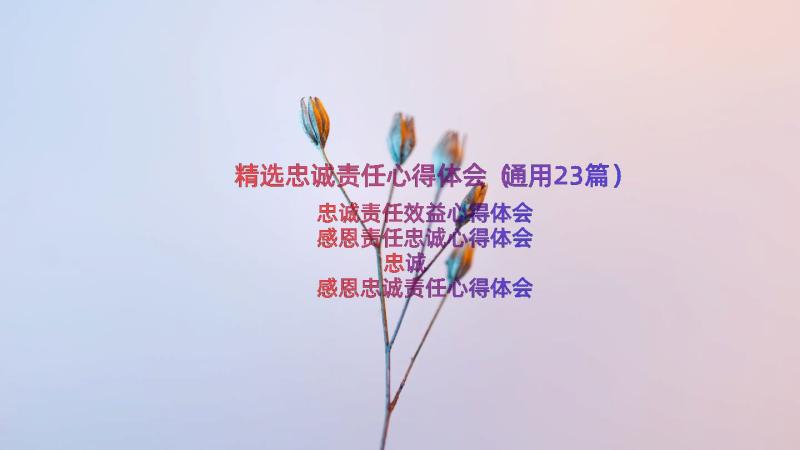 精选忠诚责任心得体会（通用23篇）