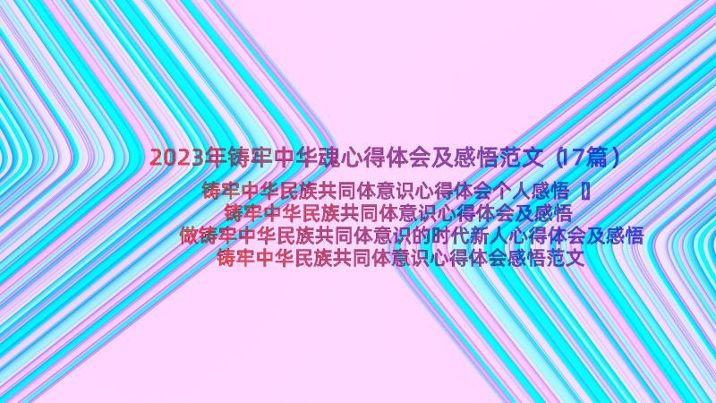 2023年铸牢中华魂心得体会及感悟范文（17篇）