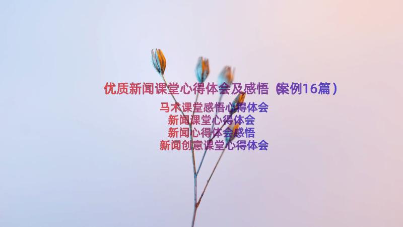 优质新闻课堂心得体会及感悟（案例16篇）