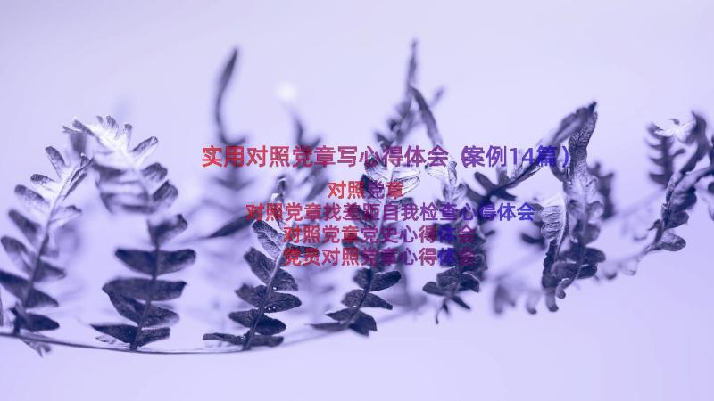 实用对照党章写心得体会（案例14篇）