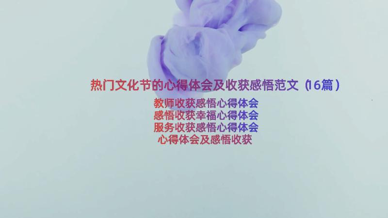 热门文化节的心得体会及收获感悟范文（16篇）