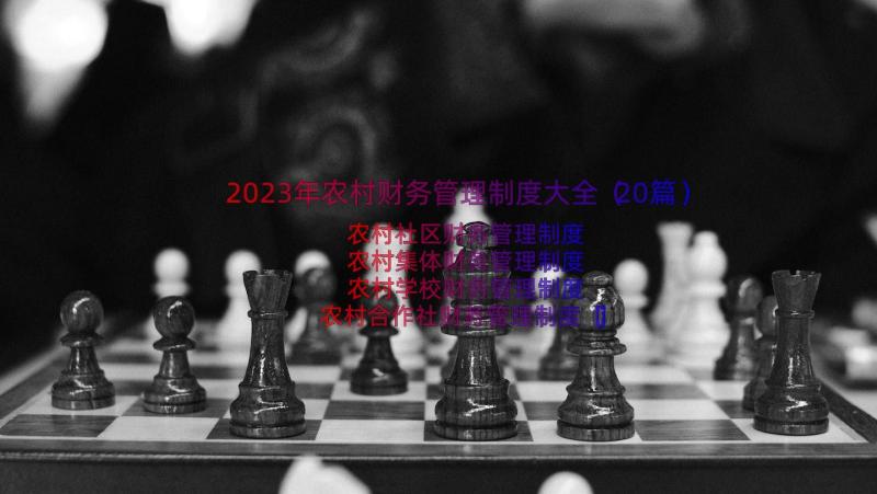 2023年农村财务管理制度大全（20篇）