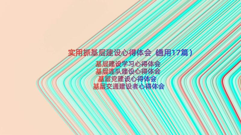 实用抓基层建设心得体会（通用17篇）