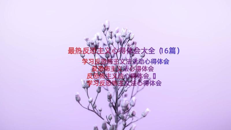 最热反恐主义心得体会大全（16篇）