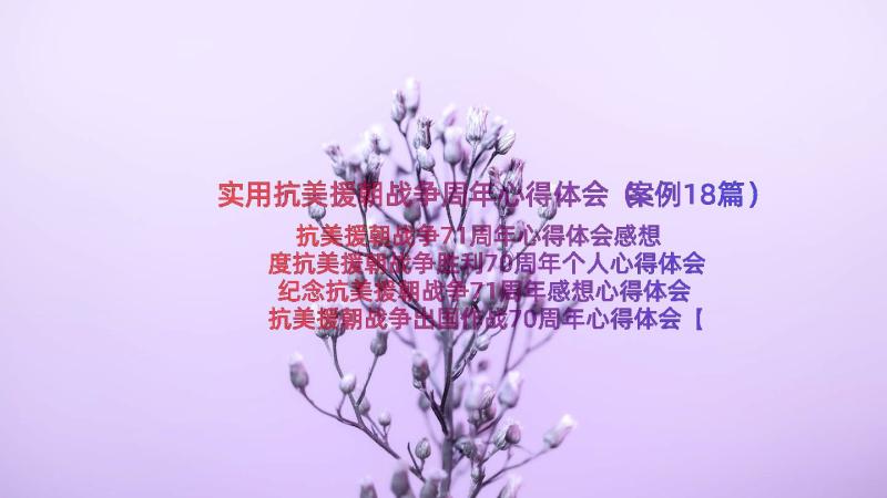 实用抗美援朝战争周年心得体会（案例18篇）