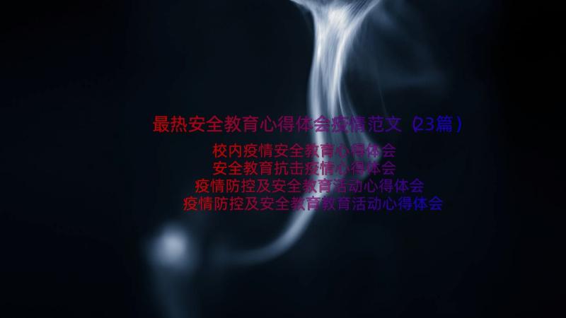 最热安全教育心得体会疫情范文（23篇）