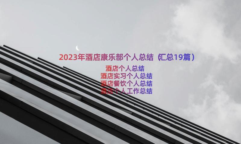 2023年酒店康乐部个人总结（汇总19篇）