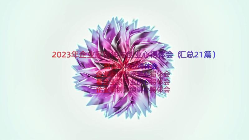 2023年企业家精神与创业心得体会（汇总21篇）