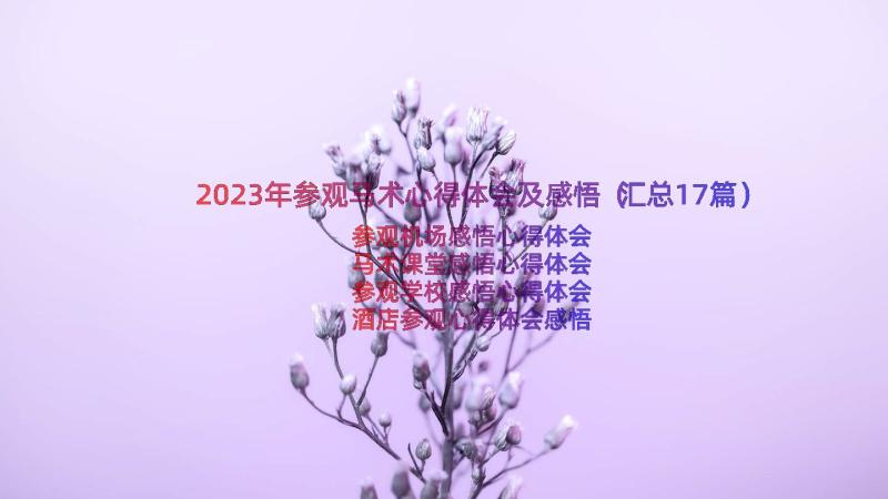 2023年参观马术心得体会及感悟（汇总17篇）