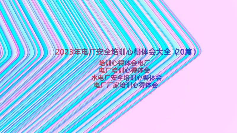 2023年电厂安全培训心得体会大全（20篇）