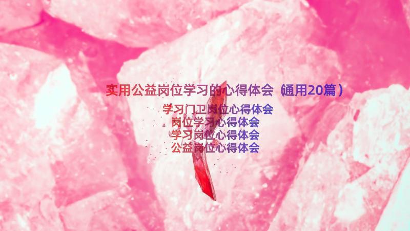 实用公益岗位学习的心得体会（通用20篇）