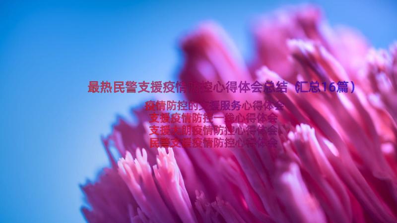 最热民警支援疫情防控心得体会总结（汇总16篇）