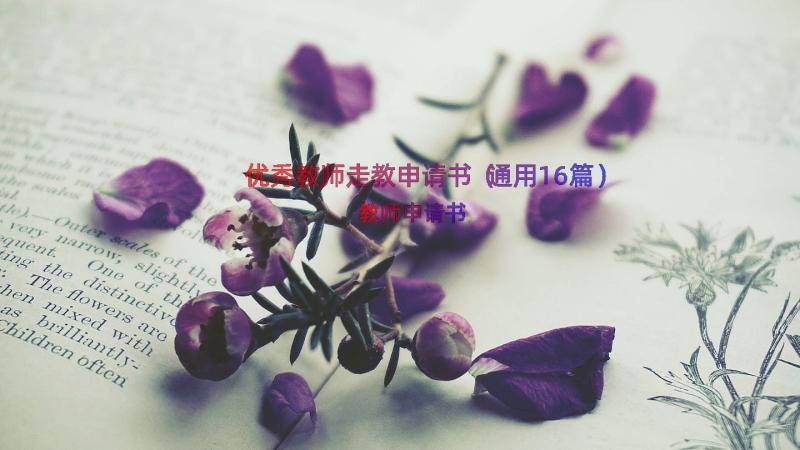 优秀教师走教申请书（通用16篇）