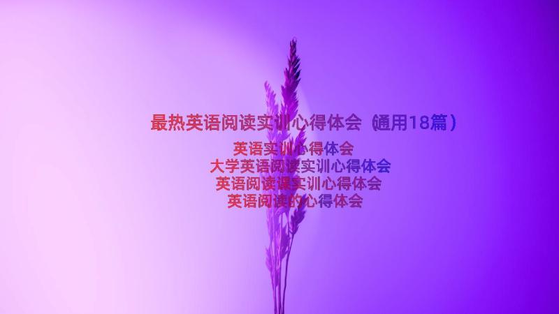 最热英语阅读实训心得体会（通用18篇）