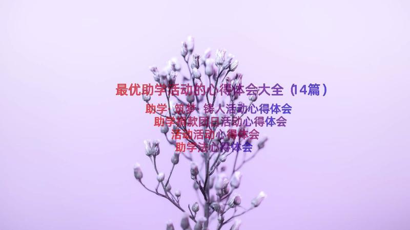 最优助学活动的心得体会大全（14篇）