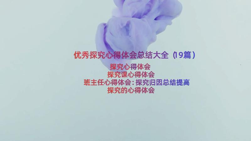 优秀探究心得体会总结大全（19篇）