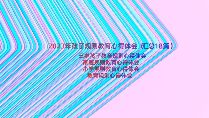 2023年孩子规则教育心得体会（汇总18篇）