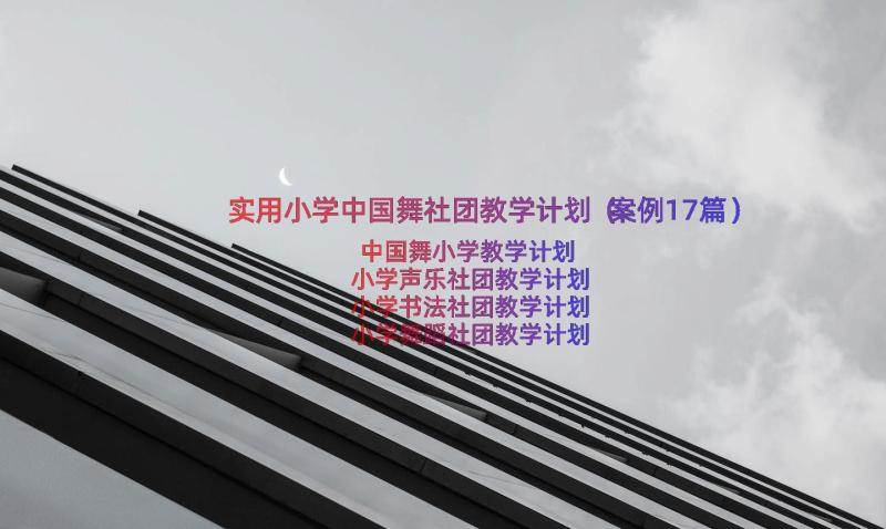 实用小学中国舞社团教学计划（案例17篇）