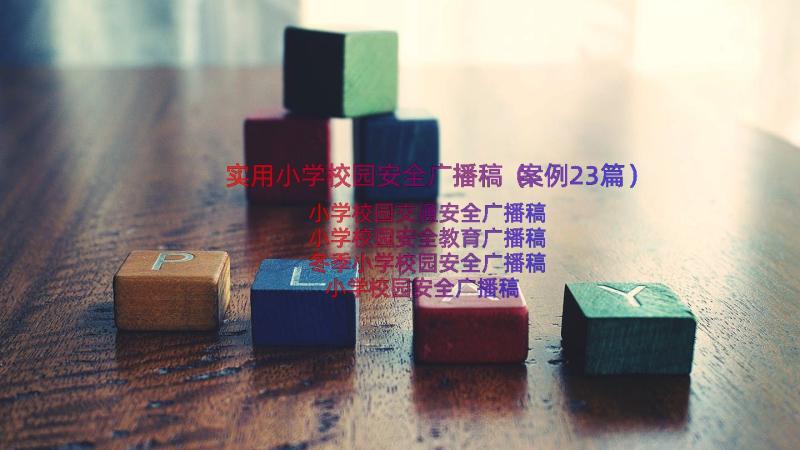 实用小学校园安全广播稿（案例23篇）