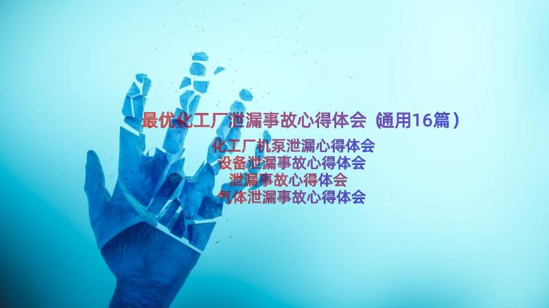 最优化工厂泄漏事故心得体会（通用16篇）