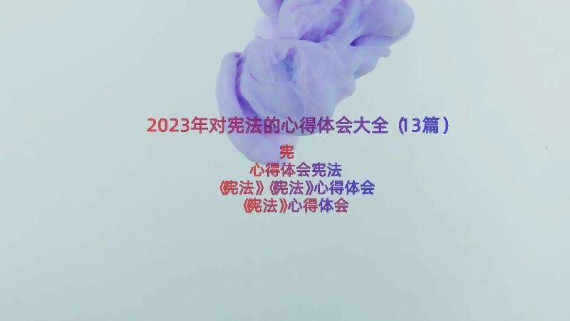 2023年对宪法的心得体会大全（13篇）