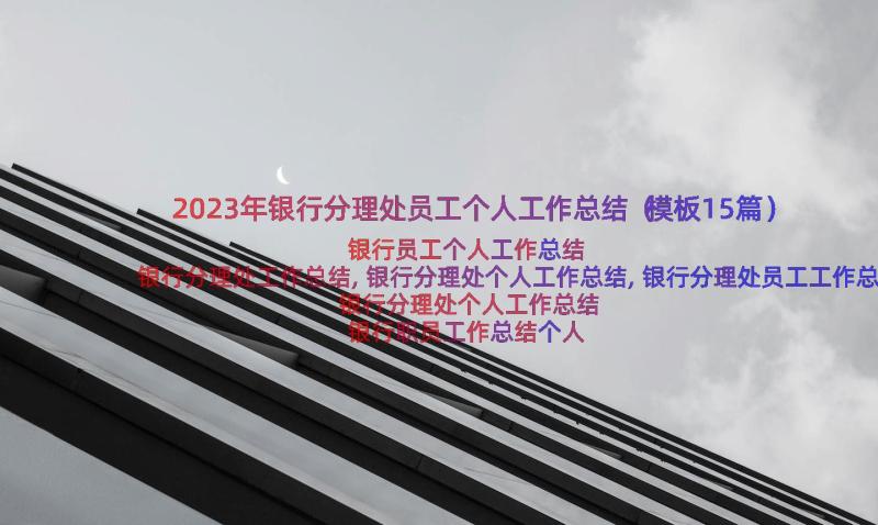 2023年银行分理处员工个人工作总结（模板15篇）