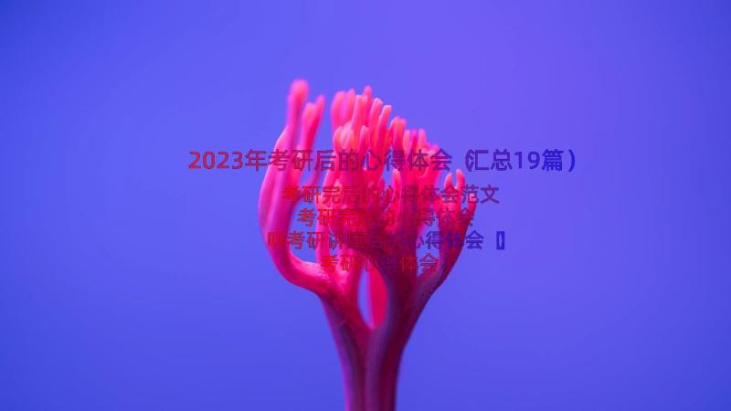 2023年考研后的心得体会（汇总19篇）