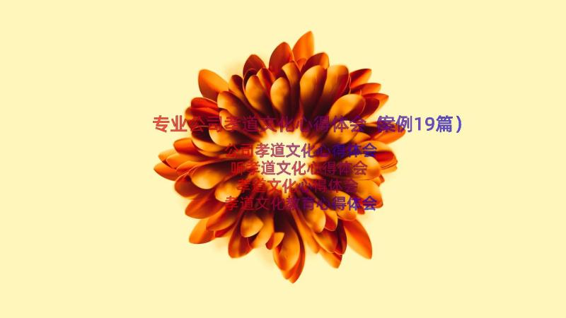 专业公司孝道文化心得体会（案例19篇）