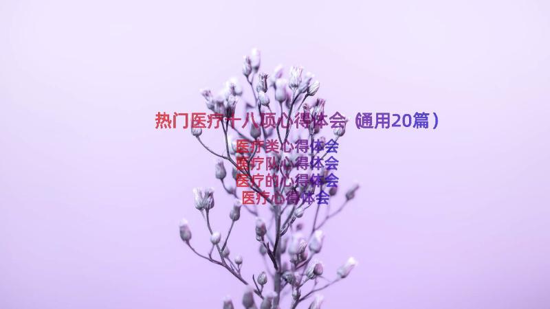 热门医疗十八项心得体会（通用20篇）