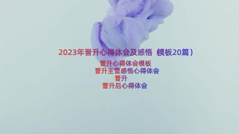 2023年晋升心得体会及感悟（模板20篇）