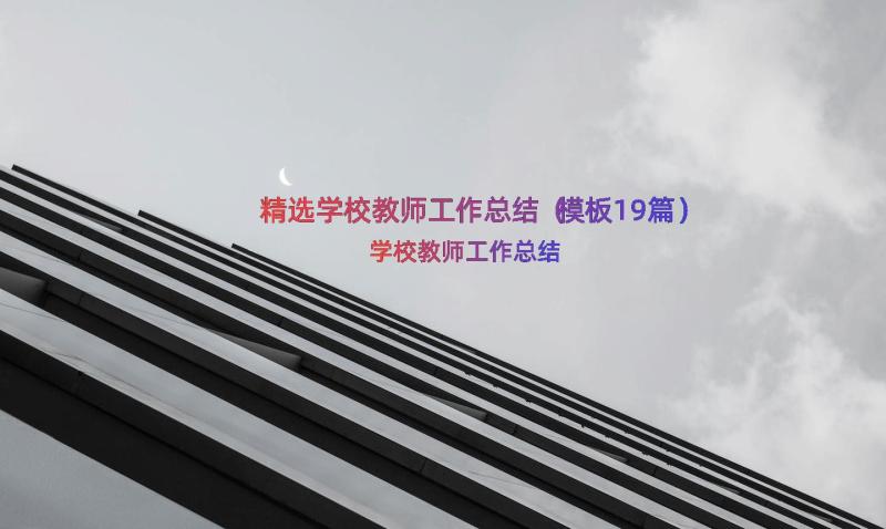 精选学校教师工作总结（模板19篇）