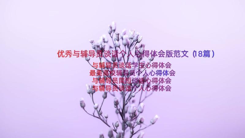 优秀与辅导员谈话个人心得体会版范文（18篇）