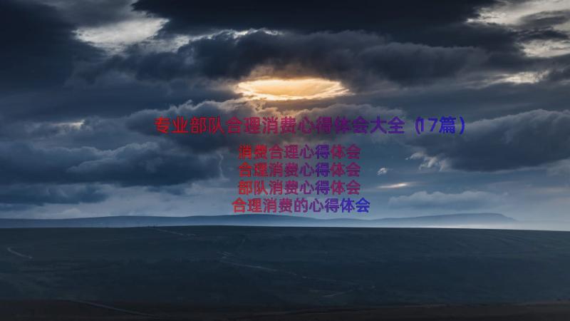 专业部队合理消费心得体会大全（17篇）