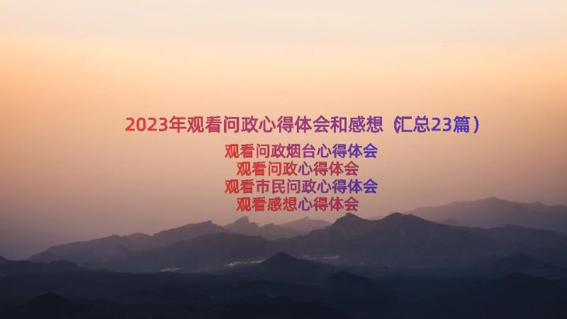 2023年观看问政心得体会和感想（汇总23篇）