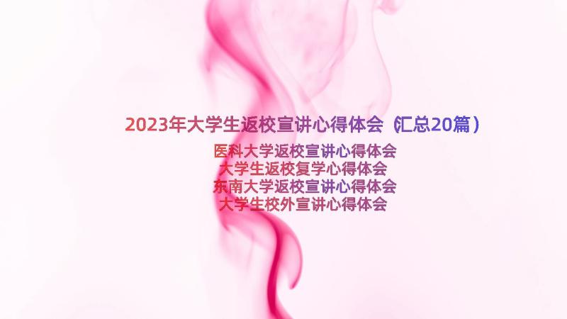 2023年大学生返校宣讲心得体会（汇总20篇）