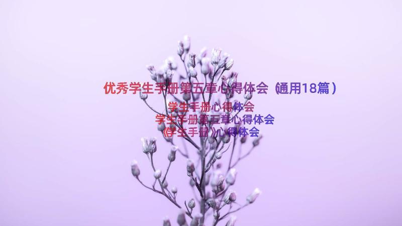 优秀学生手册第五章心得体会（通用18篇）