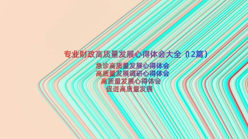 专业财政高质量发展心得体会大全（12篇）