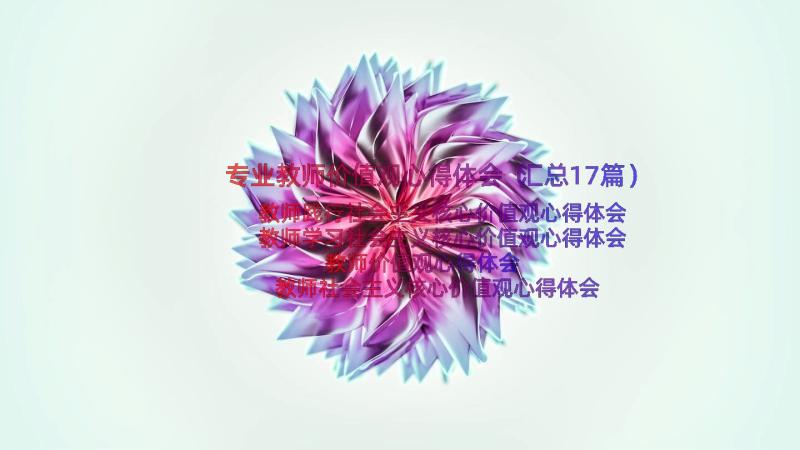 专业教师价值观心得体会（汇总17篇）