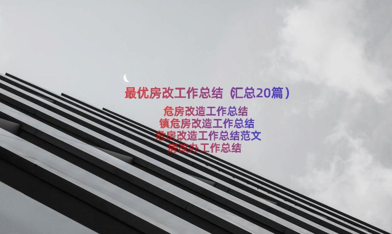 最优房改工作总结（汇总20篇）