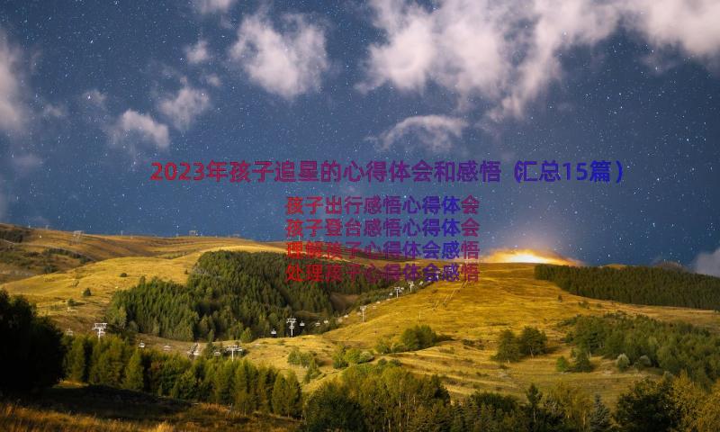 2023年孩子追星的心得体会和感悟（汇总15篇）