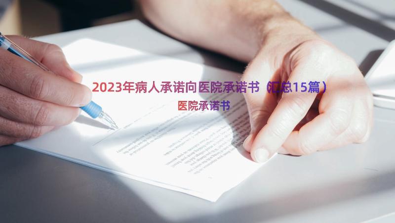 2023年病人承诺向医院承诺书（汇总15篇）